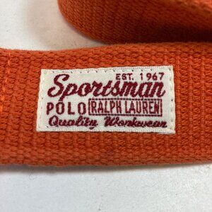 Vintage Sportsman Polo Ralph Lauren Canvas Belt 30 Medium Orange Brass Buckle